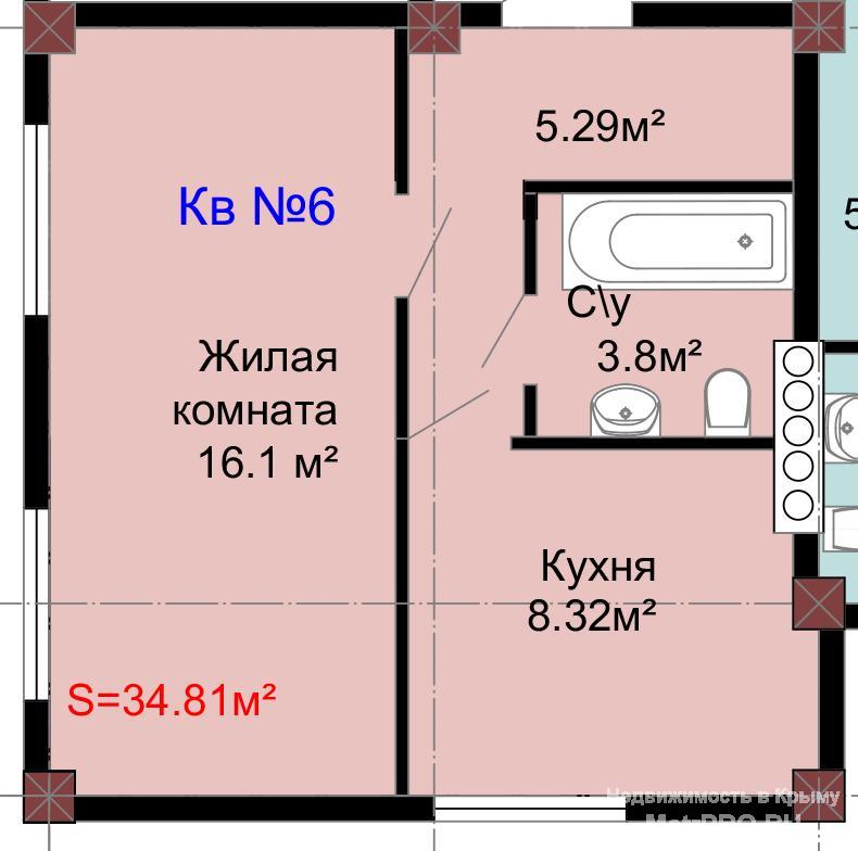 ​Продажа от застройщика на этапе строительства! 1-к квартира 34,81 кв.м.   Цена за квадратный метр = 45 000 рублей...