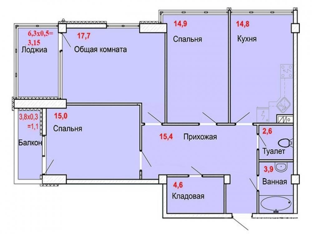 Продам видовую 3-комнатную квартиру в Алуште.   Общая площадь квартиры 96,3 кв.м. расположена на 9м этаже 14-этажного...