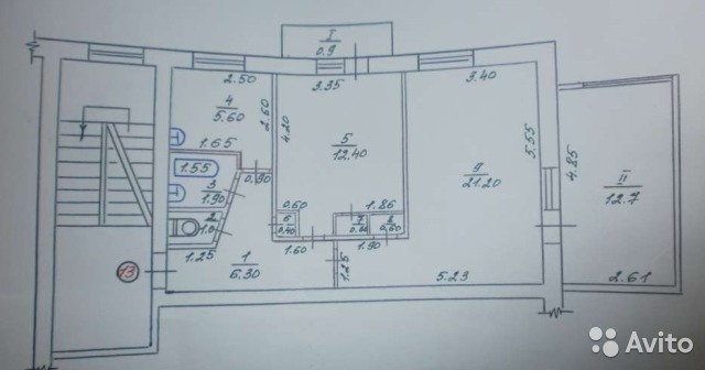 Квартира расположена на 5-м этаже 5-ти этажного дома. Общая площадь квартиры 63.6 м2. жилая. - 1