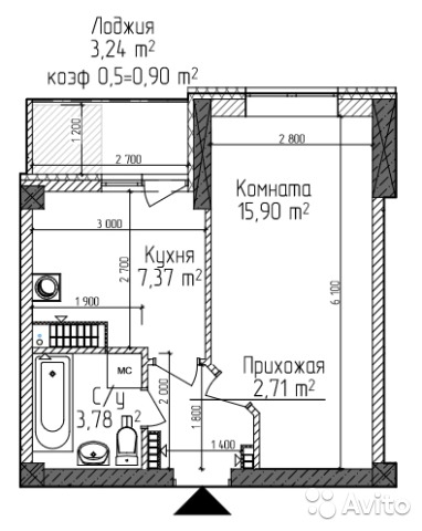 Продам квартиру в новостройке 1-к квартира 31 м²  c лоджией, кухня 7,5 м²,  комната 16 м², с/у совм. 4 м²,  на 8... - 1