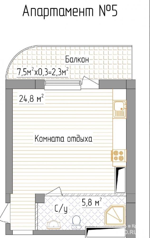 Продам апартамент квартирного типа на 2 этаже, 37м2 с балконом, в новом доме на берегу моря, бухте Стрелецкая.... - 2