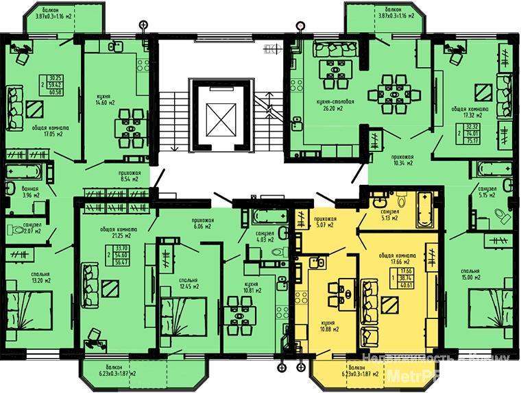 Компания 'ИнтерСтрой' предлагает приобрести просторную 2-комнатную квартиру в городе Алушта, в ЖК 'Семейный' по ул.... - 10