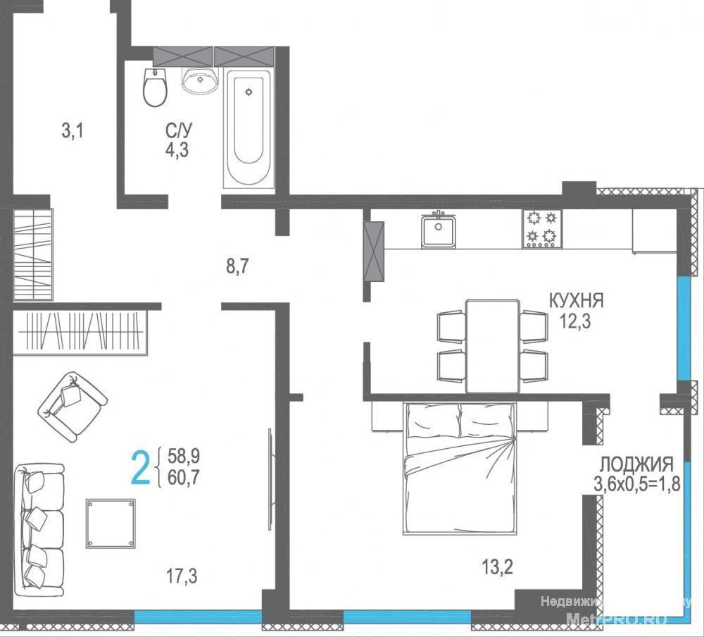 К продаже 2-комнатная квартира от Застройщика в новом, современном ЖК 'ЯлтаПарк' комфорт класса, неотъемлемым... - 7