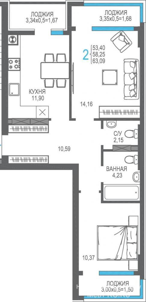 Продается 2-комн. квартира 63.09 м2 в новостройке     ЖК 'На Фонтанке' - новый современный квартал в самом центре... - 4