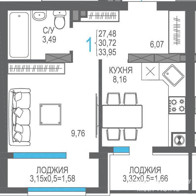 Продается 1-комн. квартира 33.95 м2 в новостройке    В продаже квартира у моря в самом сердце Алушты!    Квартира... - 4